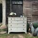 Large Antique Regency Grey Gustavian Country Style Bow Fronted Chest of Drawers