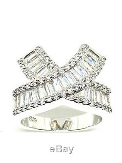 Large Baguette Cubic Zirconia Bow-style Silver Ring