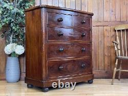 Large Bow Front Victorian Chest Of Drawers \ Antique Mahogany Drawers \ Bedroom