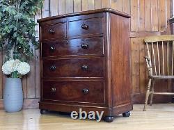 Large Bow Front Victorian Chest Of Drawers \ Antique Mahogany Drawers \ Bedroom