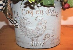 Large Floral Design Potted In Metal (rooster) Planter, With Mackenzie Childs Bow