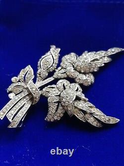 Large Scp Ciro 925 Silver Articulated Diamond Paste Flower Brooch Tremblent