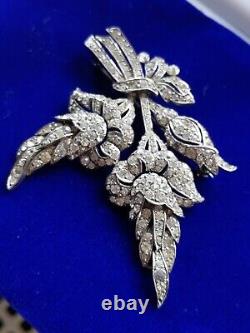 Large Scp Ciro 925 Silver Articulated Diamond Paste Flower Brooch Tremblent