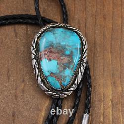 Large Sterling Silver Vintage Bisbee Turquoise Bolo Tie