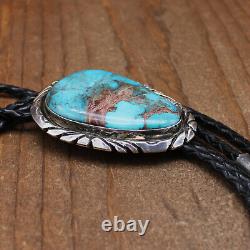 Large Sterling Silver Vintage Bisbee Turquoise Bolo Tie