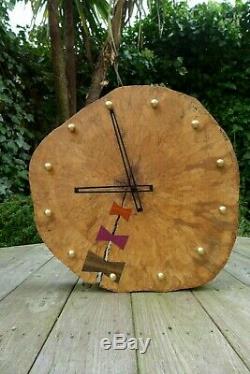 Large wooden wall clock with 3x bow tie handmade home art shop office pub only 1