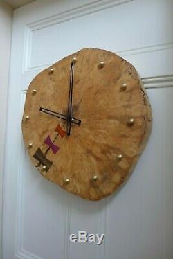 Large wooden wall clock with 3x bow tie handmade home art shop office pub only 1