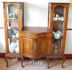 Late Victorian / Edwardian Display Cabinet Inlaid Bow Front