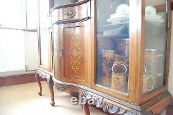 Late Victorian / Edwardian Display Cabinet Inlaid Bow Front
