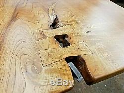 Live Edge Dining Table Industrial Style Waney Edge Table With Bow Tie Joints