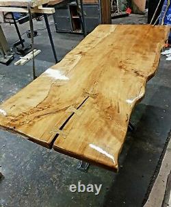 Live Edge Dining Table Industrial Style Waney Edge Table With Bow Tie Joints