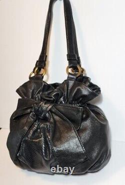 Lockhart Black Luxe Serpentine Marcella Shoulder Bag, Handbag, Hobo, Big Bow Mp$675
