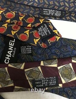 Lot 4 Chanel Tie Silk Made In Italy