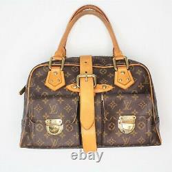 Louis Vuitton Monogram GM Canvas Satchel Hand Bag Brown Leather Made in France