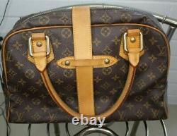 Louis Vuitton Monogram GM Canvas Satchel Hand Bag Brown Leather Made in France