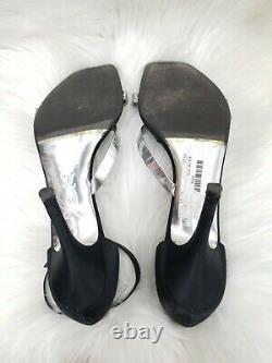 Louis Vuitton Teal Flower Leather Satin Black Sandals Open toe heels EUR 41