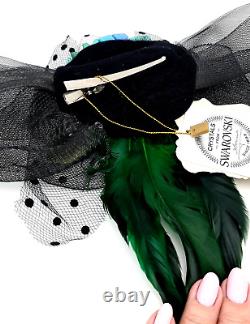 Lovely Hand Made Coloring Big Hair Pin Clip with Feathers By Michal Negrin