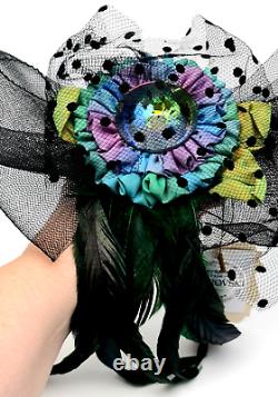 Lovely Hand Made Coloring Big Hair Pin Clip with Feathers By Michal Negrin
