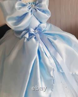 Luxury Handmade Cinderella Princess Tutu Dress sparkle cosplay ankle length blue