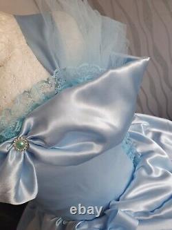 Luxury Handmade Cinderella Princess Tutu Dress sparkle cosplay ankle length blue
