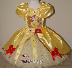 Luxury Handmade Girls Disney Princess Belle Beauty and the Beast Tutu Dress