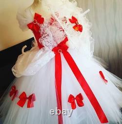 Luxury Handmade Mary Poppins Tutu Dress sparkle cosplay ankle length white