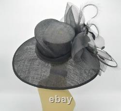 M826(Black)Kentucky Derby Church Wedding Royal Ascot Sinamay Wide Brim hat