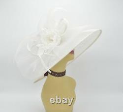 M826(White)Kentucky Derby Church Wedding Royal Ascot Sinamay Wide Brim hat