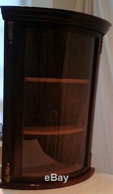Mahogany Corner Cabinet in Chippendale Style with Bow Glass Front