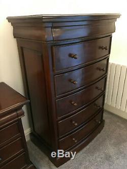 Mahogany Sleigh Chest of Drawers Tallboy. Bow Front. FSC (Renewable resource)