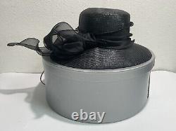 Marzi Firenze x Neiman Marcus Italian Handmade Black Straw Hat With Bow & Box