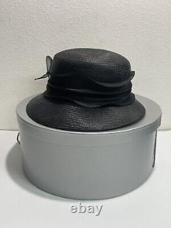 Marzi Firenze x Neiman Marcus Italian Handmade Black Straw Hat With Bow & Box