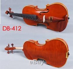 Master Violin 4/4 One Piece Tiger Flame Maple Handmade Violin Case Bow #412