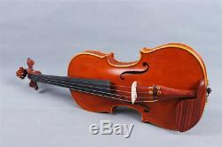 Master Violin 4/4 One Piece Tiger Flame Maple Handmade Violin Case Bow #412