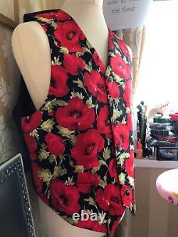 Mens Waistcoat -bespoke-handmade To Fit You Poppy Remembrance Fabric