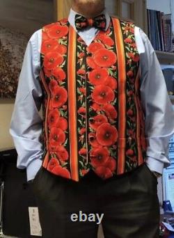 Mens Waistcoat -handmade To Fit You Poppy Remembrance (bow Tie Extra)