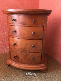 Miniature walnut bow front chest of drawers