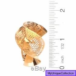 Modern Italian 14K Yellow Gold Twisted Bow Fan Pin Brooch 5.3 Grams