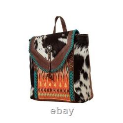 Myra Bag Handmade Blaze Backpack Upcycled Canvas & Cowhide Leather