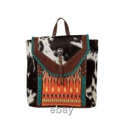Myra Bag Handmade Blaze Backpack Upcycled Canvas & Cowhide Leather