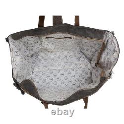 Myra Bag Handmade Flatey Weekender Bag Upcycled Canvas & Cowhide Leather