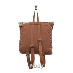 Myra Bag Handmade Jam Backpack Upcycled Canvas & Cowhide Leather