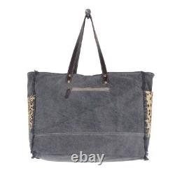 Myra Bag Handmade Lambent Leather & Hairon Upcycled Canvas & Cowhide Leather