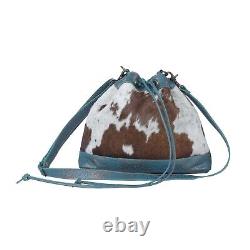 Myra Bag Handmade Vibrant Bucket Bag Upcycled Canvas & Cowhide Leather
