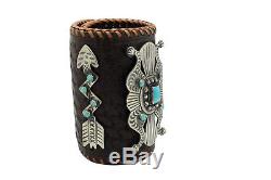 Myron Etsitty, Bow Guard, Kingman Turquoise, Silver, Navajo Handmade