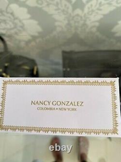 NANCY GONZALEZ Blue Crocodile Skin Leather Bow Front Hand Made Clutch/Bag $1950