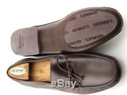 NEW Dark Brown GEORGE'S Bow Loafers Shoes 8.5 HANDMADE High Quality Comfort