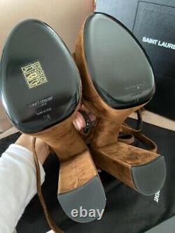 NIB Saint Laurent Bianca Suede Land Cachemire Platform Sandals 38 $895