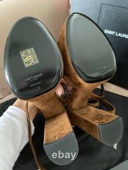 NIB Saint Laurent Bianca Suede Land Cachemire Platform Sandals 38 $895