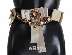 NWT $2800 DOLCE & GABBANA Belt Beige Black Waist Crystal Hand Made IT42/ US8 / M